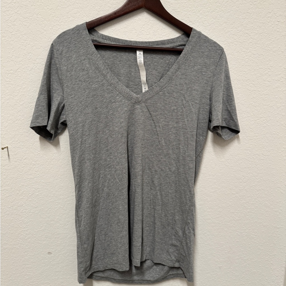 Gray V-Neck Women's Top